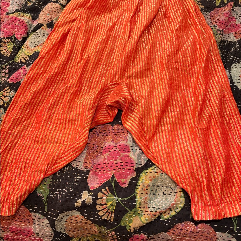 Vibrant Orange Striped Bottoms